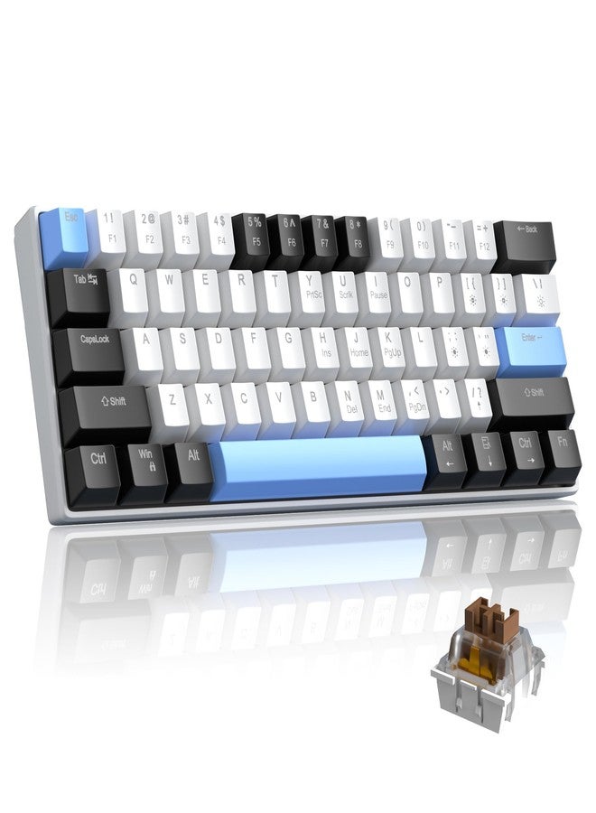 Camiysn 60% Mechanical Gaming Keyboard,Mixed Color Keycaps Gaming Keyboard with Brown Switches, Detachable Type-C Cable Mini Keyboard with Blue LED Light for PC/Laptop - Image 1
